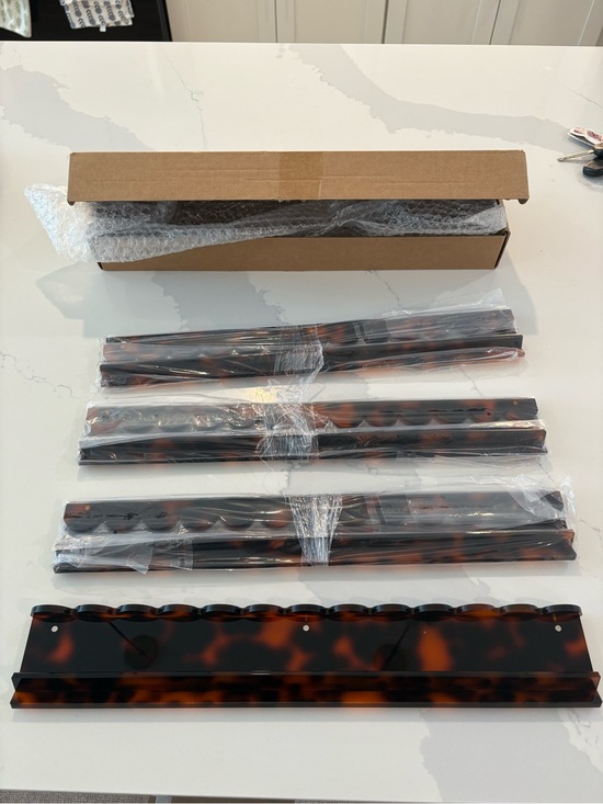 Oh My Mahjong Accessories - 17.5” New Scalloped Magnetic Tortoiseshell Acrylic Mahjong Racks - set of four